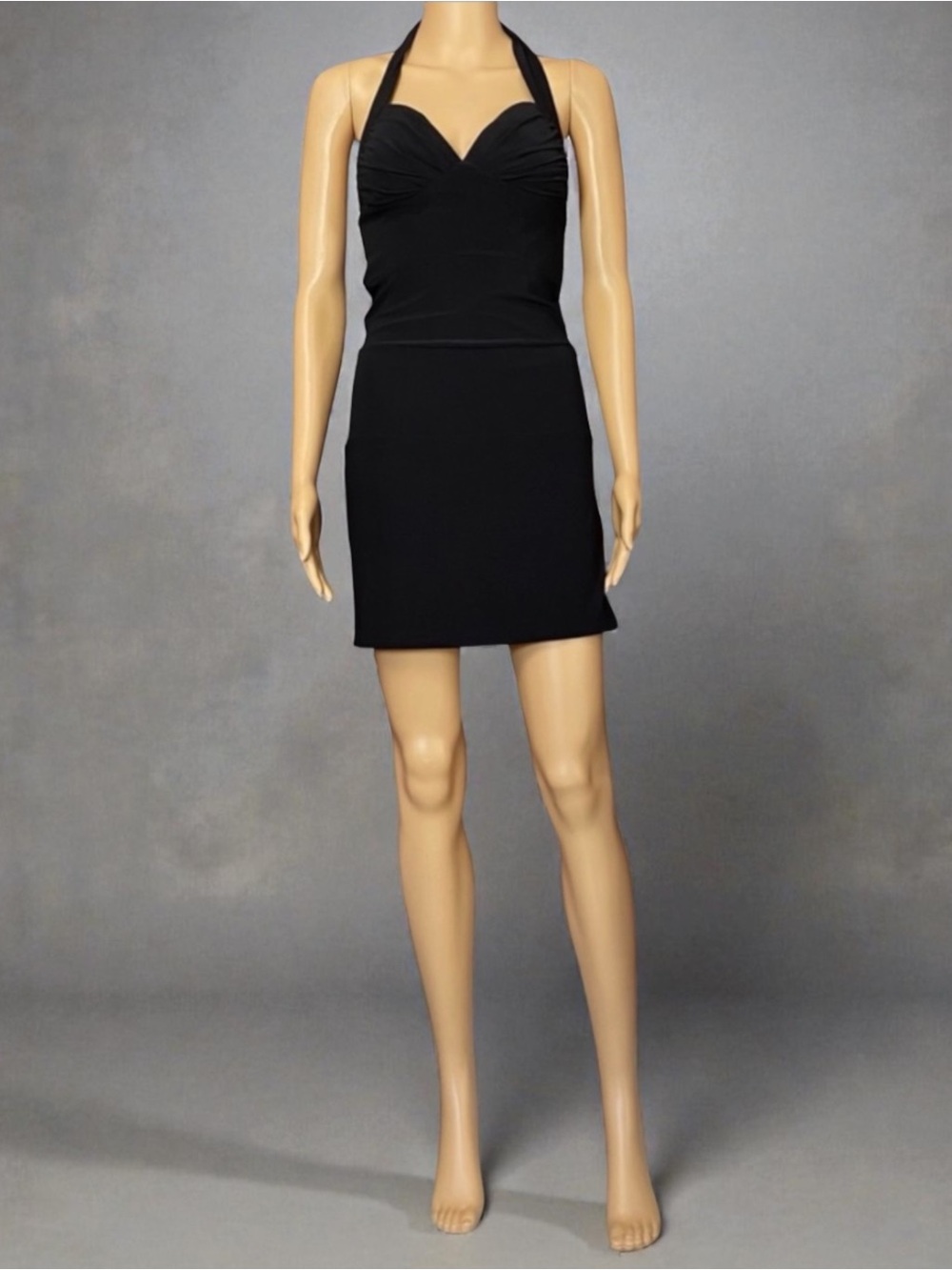 Wishes Wishes Wishes Little Black Dress Black Cocktail Evening Halter Mini Dress